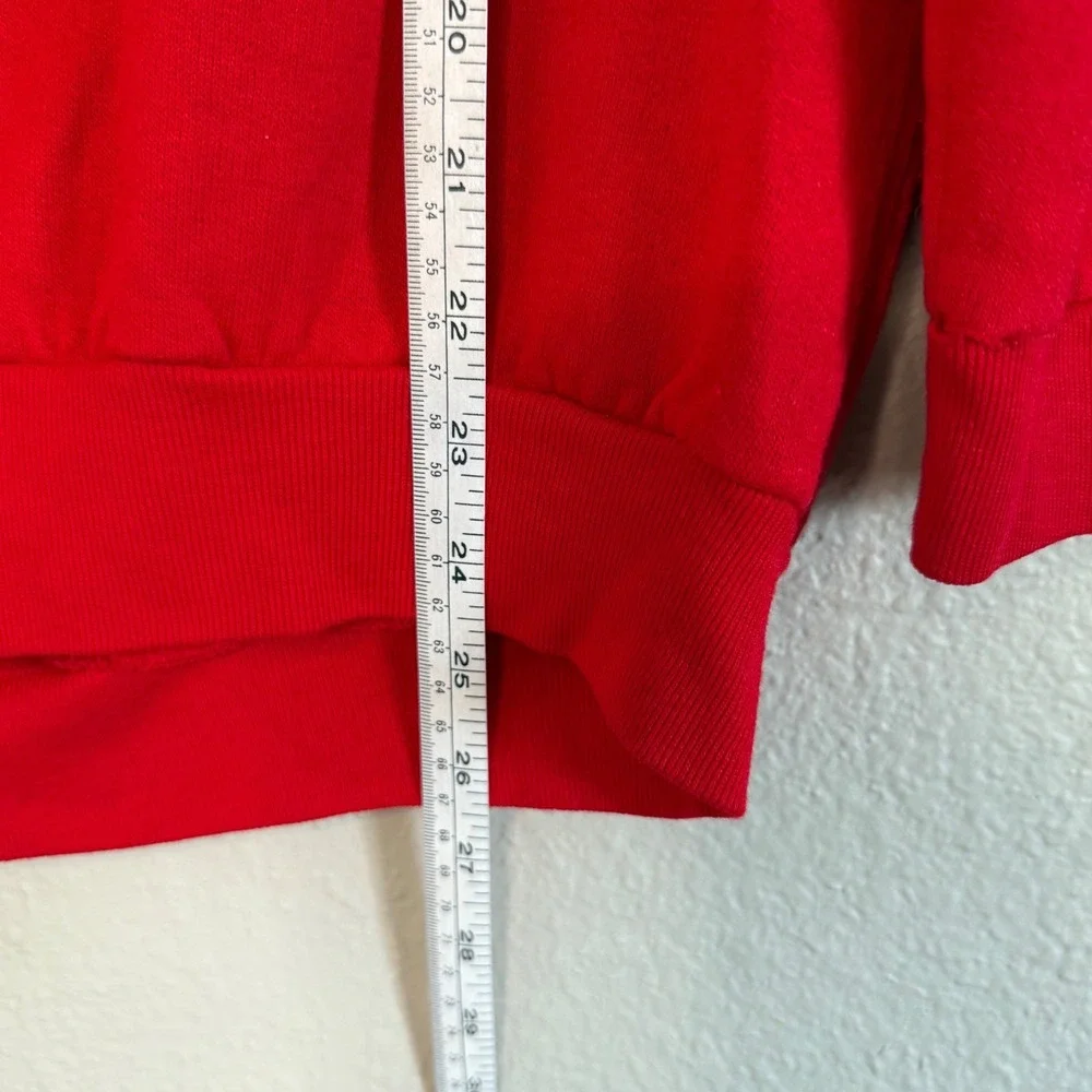 Vintage Medium Christmas Tree Sweatshirt Puffy Paint Red Holiday Festive Party - Picture 6 of 8